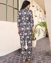 Decorative Navy Blue Color Floral Printed Co-Ord Set